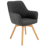 ARMLEHNSTUHL  Sitzfläche 360° drehbar Mikrofaser  Grau, Eichefarben  - Eichefarben/Grau, Design, Holz/Textil (57/91/64cm) - Xora