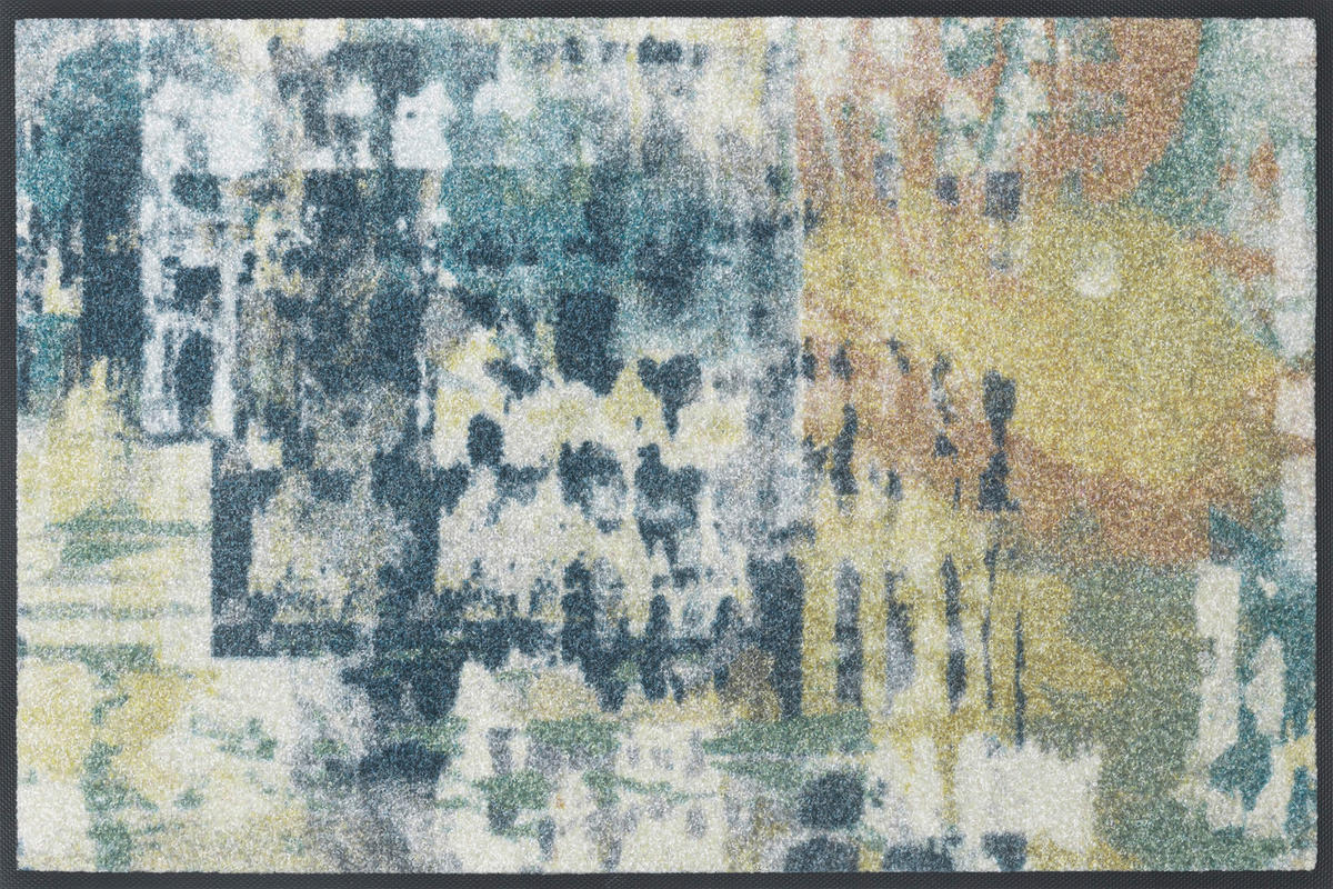 FUßMATTE  50/75 cm  Blau, Dunkelgrau, Beige  - Blau/Dunkelgrau, Design, Kunststoff/Textil (50/75cm) - wash+dry