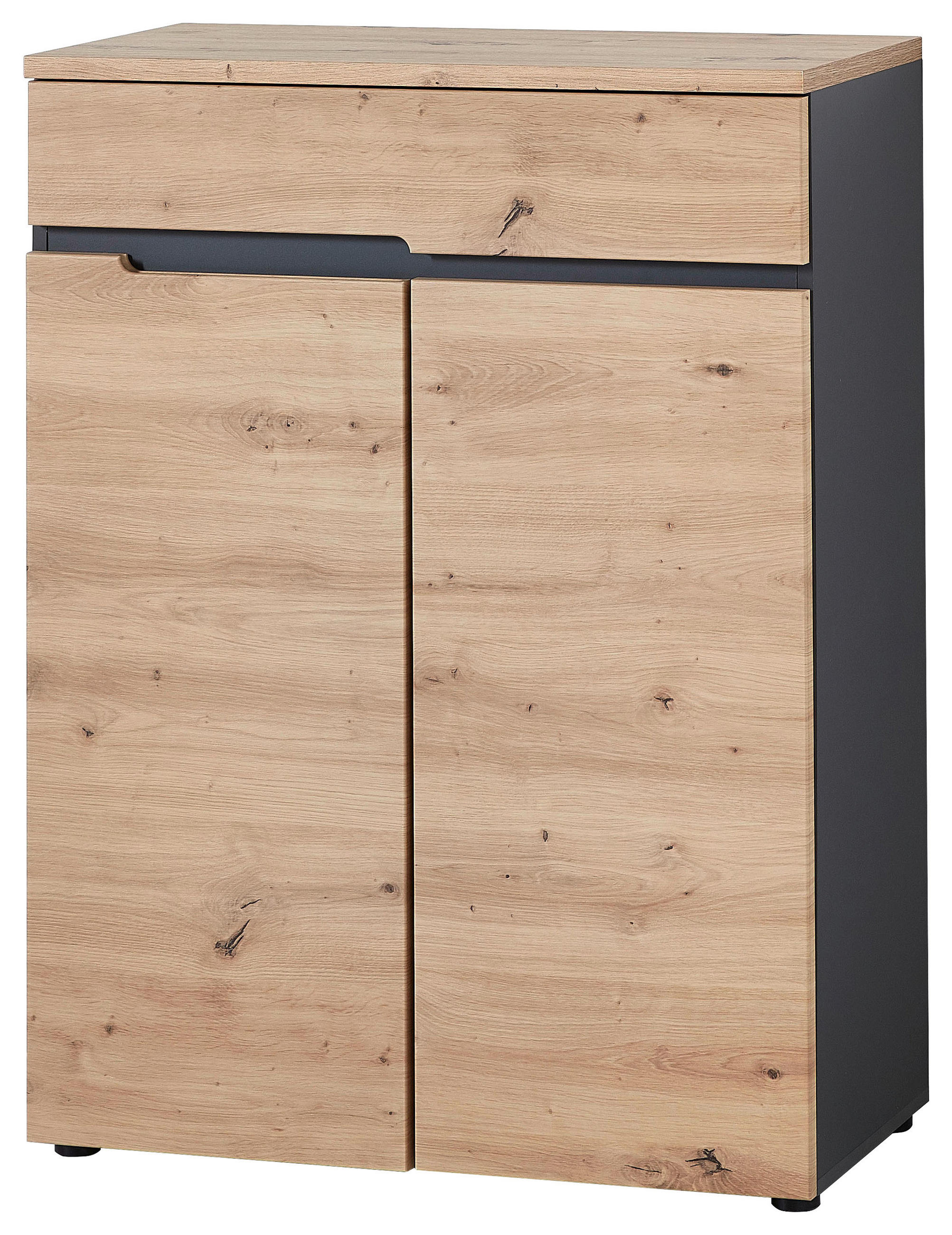 Voleo SKRINKA NA TOPÁNKY, grafitová, farba duba, 80/107/38 cm