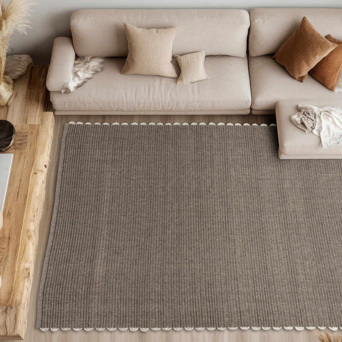 HANDWEBTEPPICH 160/230 cm Omira Dunkelgrau rechteckig  - Dunkelgrau, Basics, Textil (160/230cm) - Schöner Wohnen