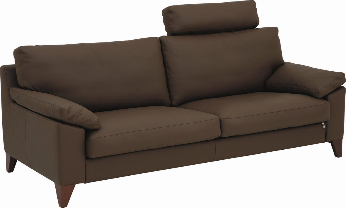 2-SITZER-SOFA CLASSICS 650 in Echtleder Braun  - Braun, Design, Leder/Holz (206/84/92cm) - Erpo