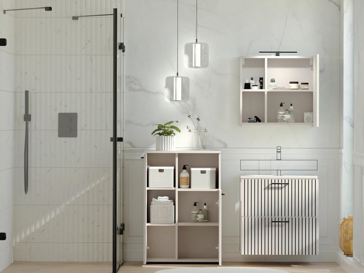 Baie 3 piese, 135 cm - cașmir/negru, Trend, sticlă/metal (135cm) - Respekta