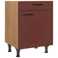 SCHUBKASTENUNTERSCHRANK 60/87/56 cm  in Rot, Eichefarben  - Eichefarben/Rot, MODERN, Holzwerkstoff/Metall (60/87/56cm) - Nobilia