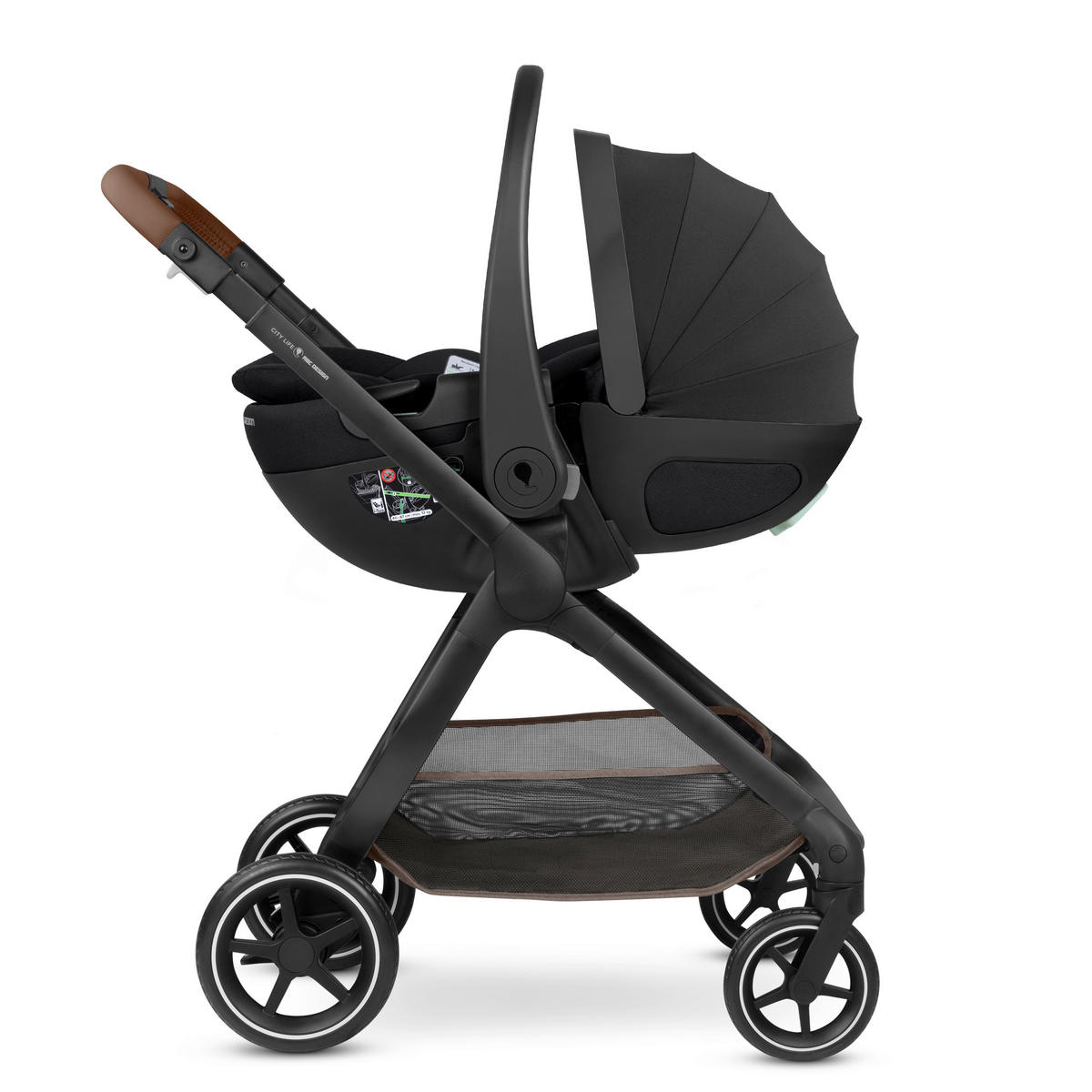 KINDERWAGENSET City Life 3in1 Set Calla  - Schwarz/Cappuccino, Basics, Textil/Metall (82/52/107.5cm) - ABC Design