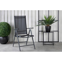 GARTENKLAPPSTUHL-SET Aluminium Schwarz  - Schwarz, KONVENTIONELL, Kunststoff/Textil (55/108/62cm) - Gardenson