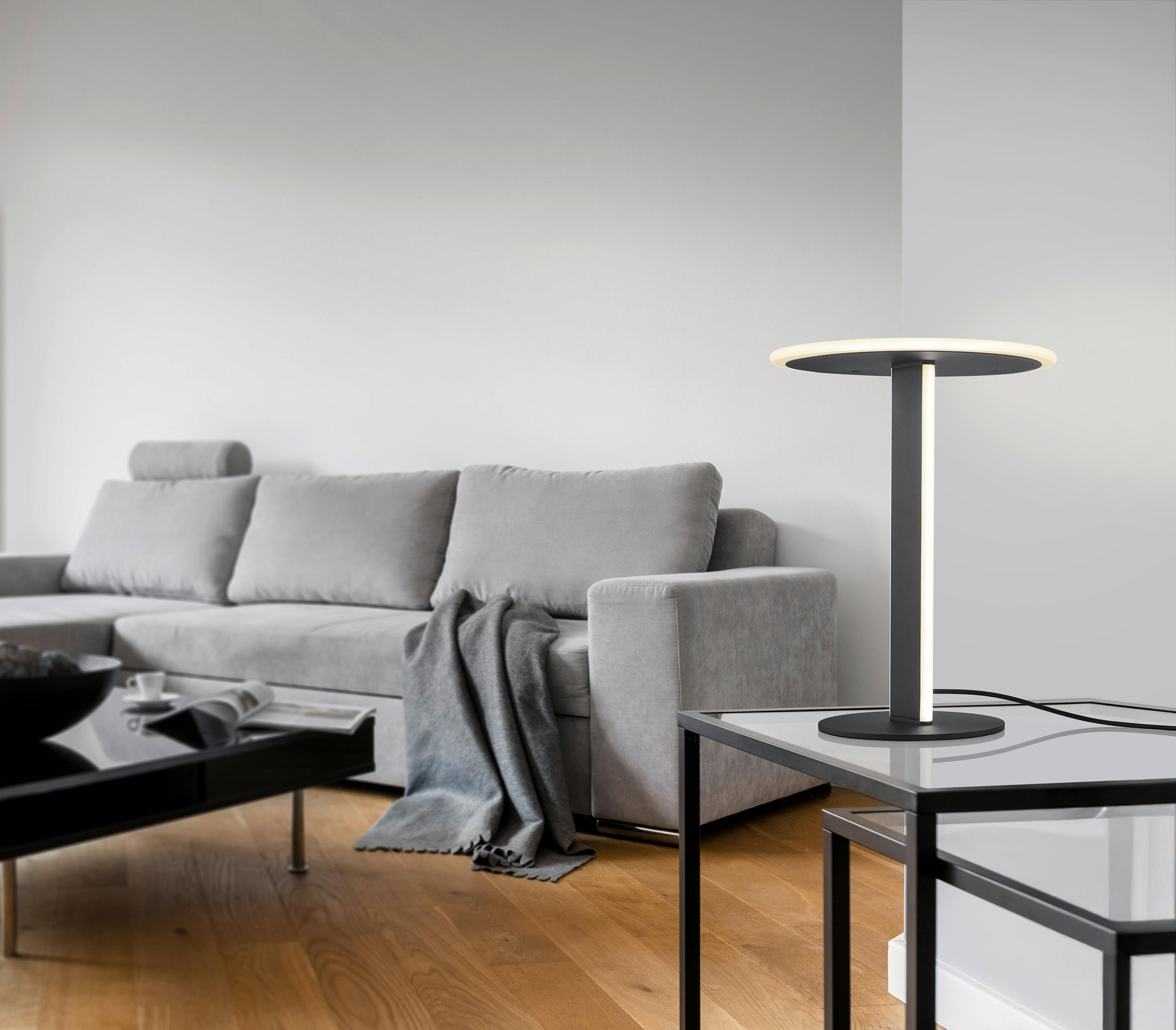 LED-TISCHLEUCHTE 23/30 cm   - Schwarz/Weiß, Design, Kunststoff/Metall (23/30cm) - Helestra