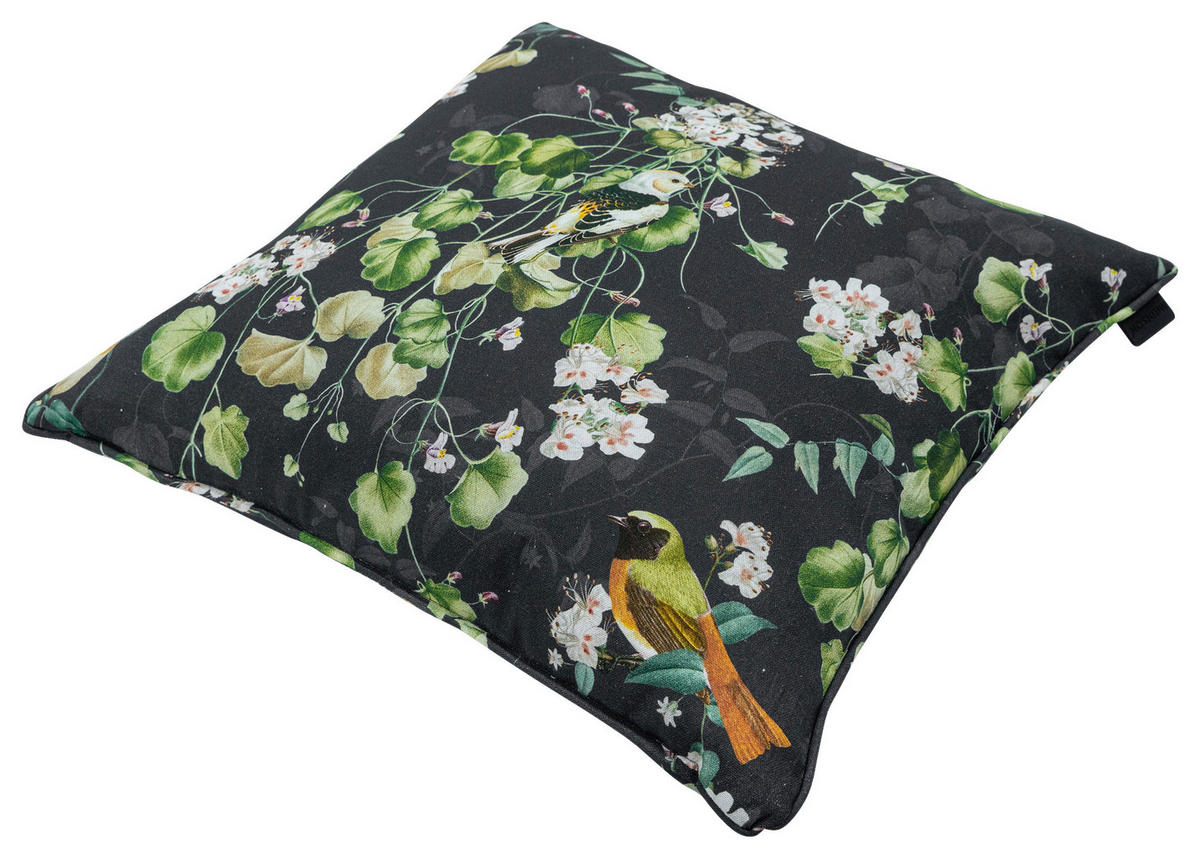 ZIERKISSEN in Grün, Multicolor, Schwarz Blätter  - Multicolor/Schwarz, Basics, Textil (50/50/8cm)