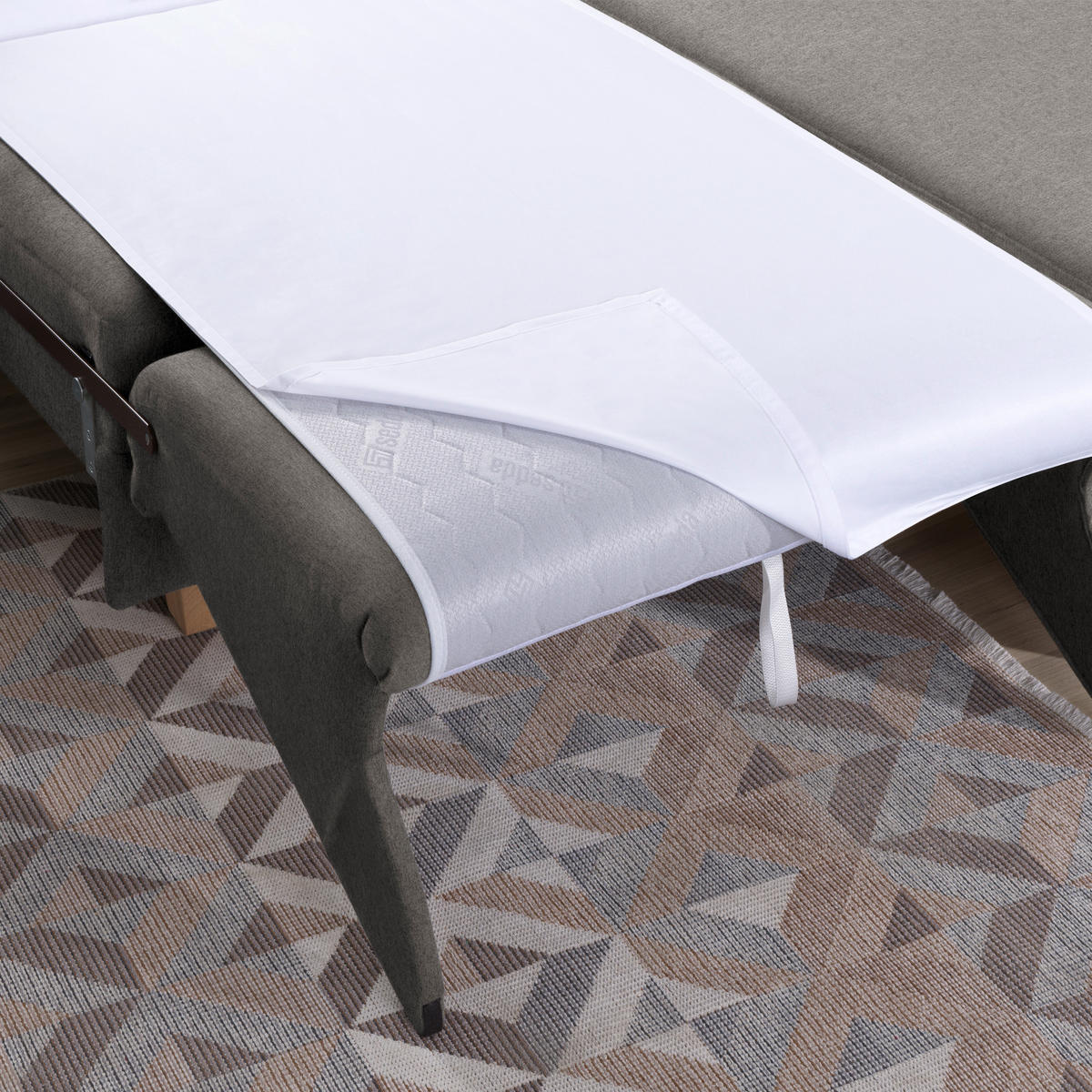 ECKSOFA in Flachgewebe Schlammfarben  261/203 cm  - Schlammfarben/Eichefarben, KONVENTIONELL, Holz/Textil (261/203cm) - Sedda