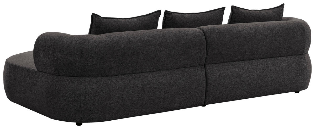 ECKSOFA in Chenille Schwarz  256/156 cm  - Schwarz, Design, Kunststoff/Textil (256/156cm) - Livetastic