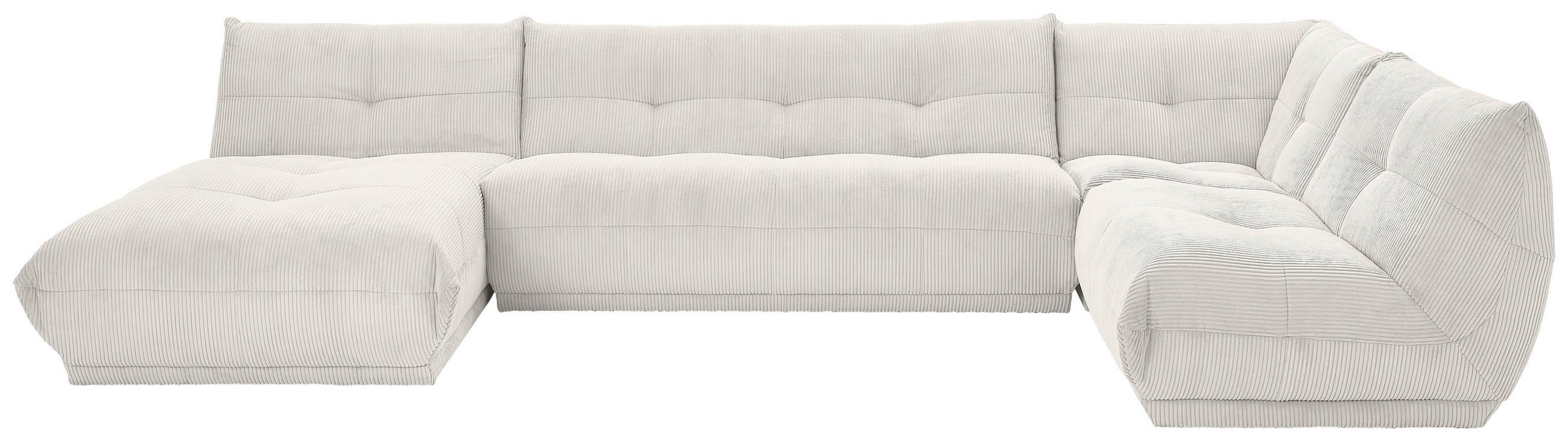 WOHNLANDSCHAFT GISELLE Weiß Cord  - Weiß, Trend, Textil (185/390/210cm) - Livetastic