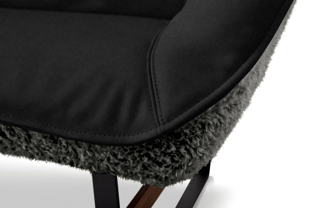 SITZBANK 229/88/80 cm  in Anthrazit  - Anthrazit/Schwarz, Design, Leder/Holz (229/88/80cm) - Koinor