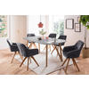 TISCHGRUPPE in Holz, Textil, Holzwerkstoff Grau, Schwarz  - Schwarz/Naturfarben, MODERN, Holz/Holzwerkstoff (180/90/76cm) - Livetastic