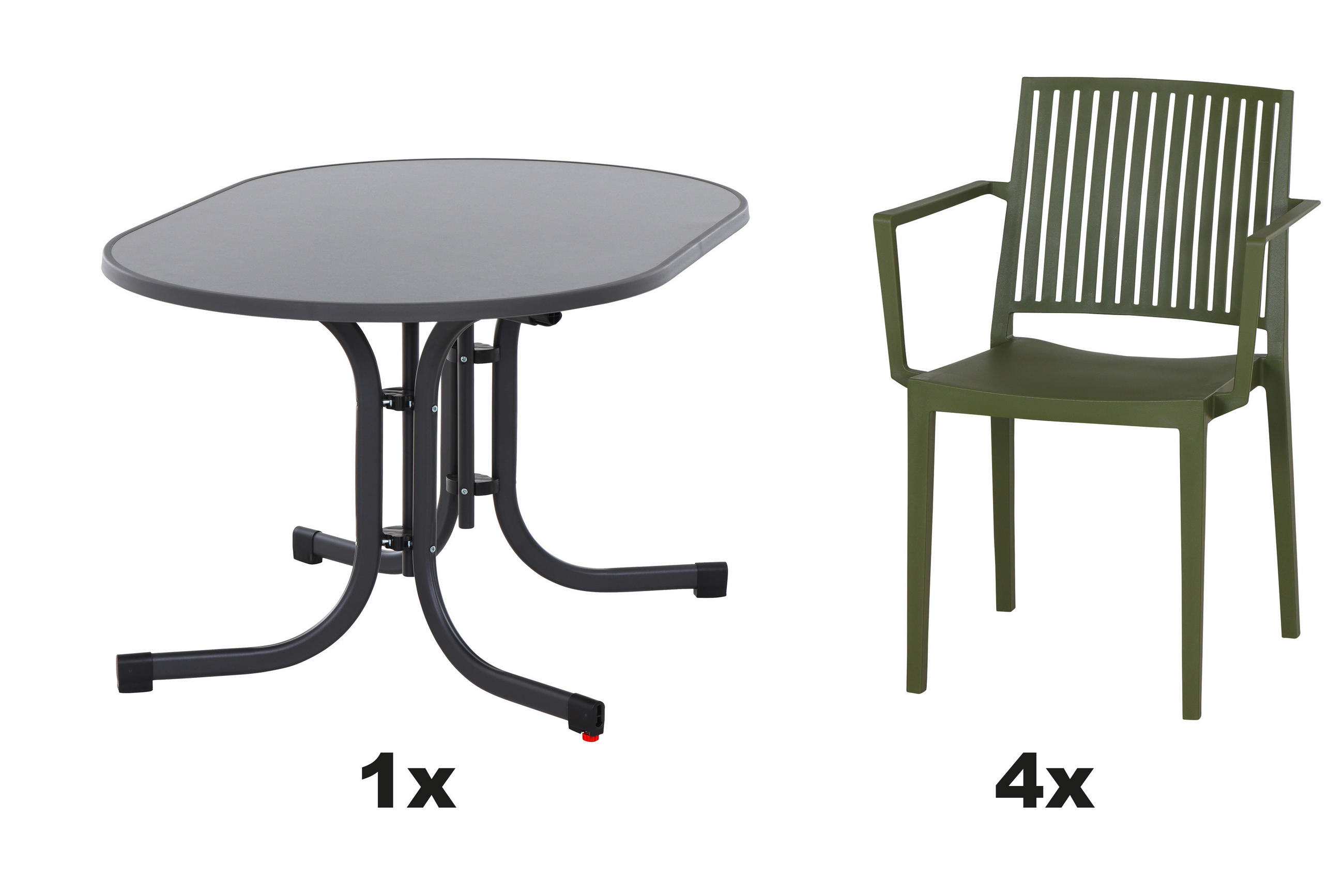GARTENGARNITUR 3-teilig Stahl  - Grün, Basics, Kunststoff/Metall (90/80/138cm) - Siena Garden