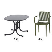 GARTENGARNITUR 3-teilig  - Grün, Basics, Holzwerkstoff/Kunststoff (90/80/138cm) - Siena Garden