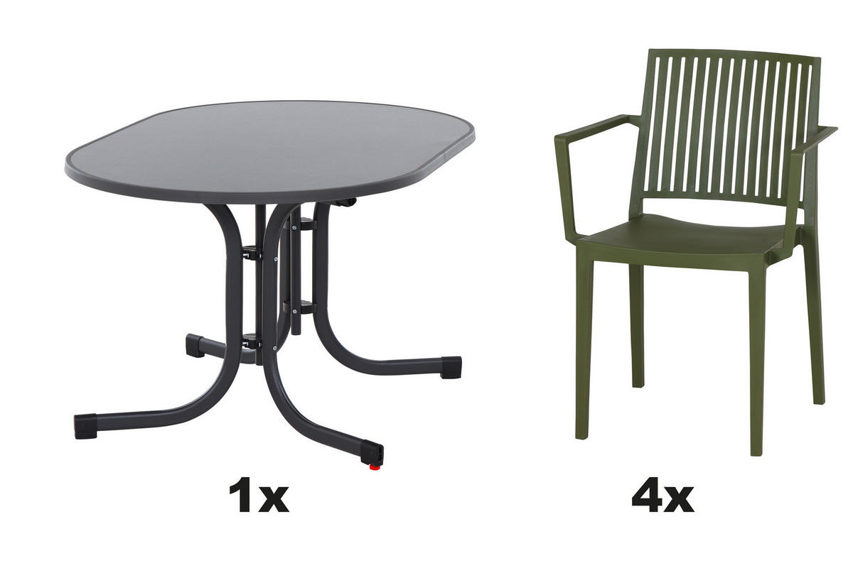 GARTENGARNITUR 3-teilig  - Grün, Basics, Holzwerkstoff/Kunststoff (90/80/138cm) - Siena Garden