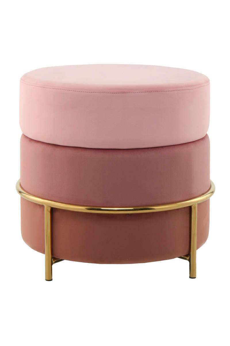 HOCKER in Metall, Textil, Holzwerkstoff Rosa, Goldfarben  - Goldfarben/Rosa, Basics, Holzwerkstoff/Textil (48,5/46/48,5cm) - Kayoom