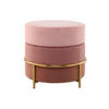 HOCKER in Metall, Textil, Holzwerkstoff Rosa, Goldfarben  - Goldfarben/Rosa, Basics, Holzwerkstoff/Textil (48,5/46/48,5cm) - Kayoom