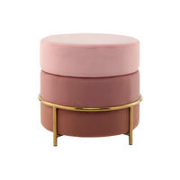 HOCKER in Metall, Textil, Holzwerkstoff Rosa, Goldfarben  - Goldfarben/Rosa, Basics, Holzwerkstoff/Textil (48,5/46/48,5cm) - Kayoom
