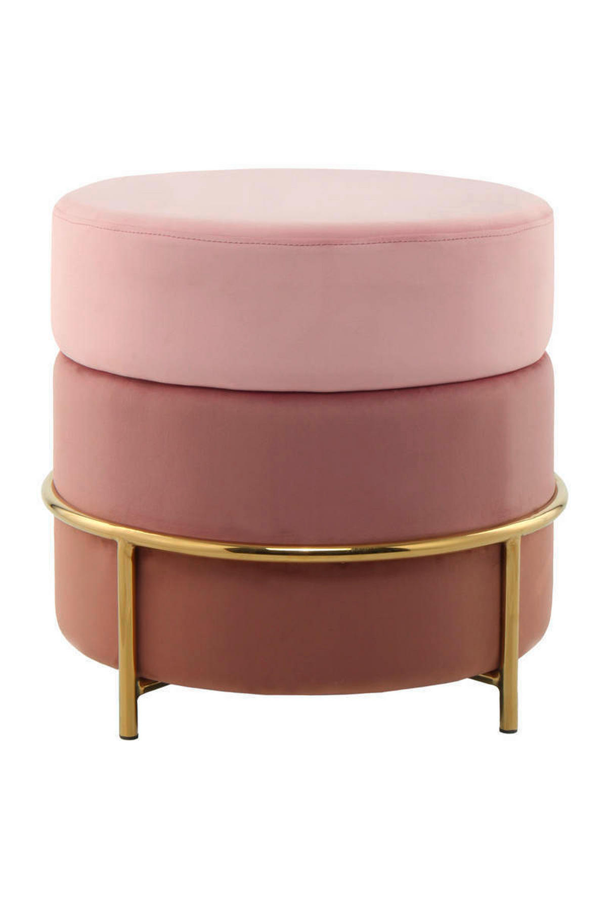 HOCKER in Metall, Textil, Holzwerkstoff Rosa, Goldfarben  - Goldfarben/Rosa, Basics, Holzwerkstoff/Textil (48,5/46/48,5cm) - Kayoom