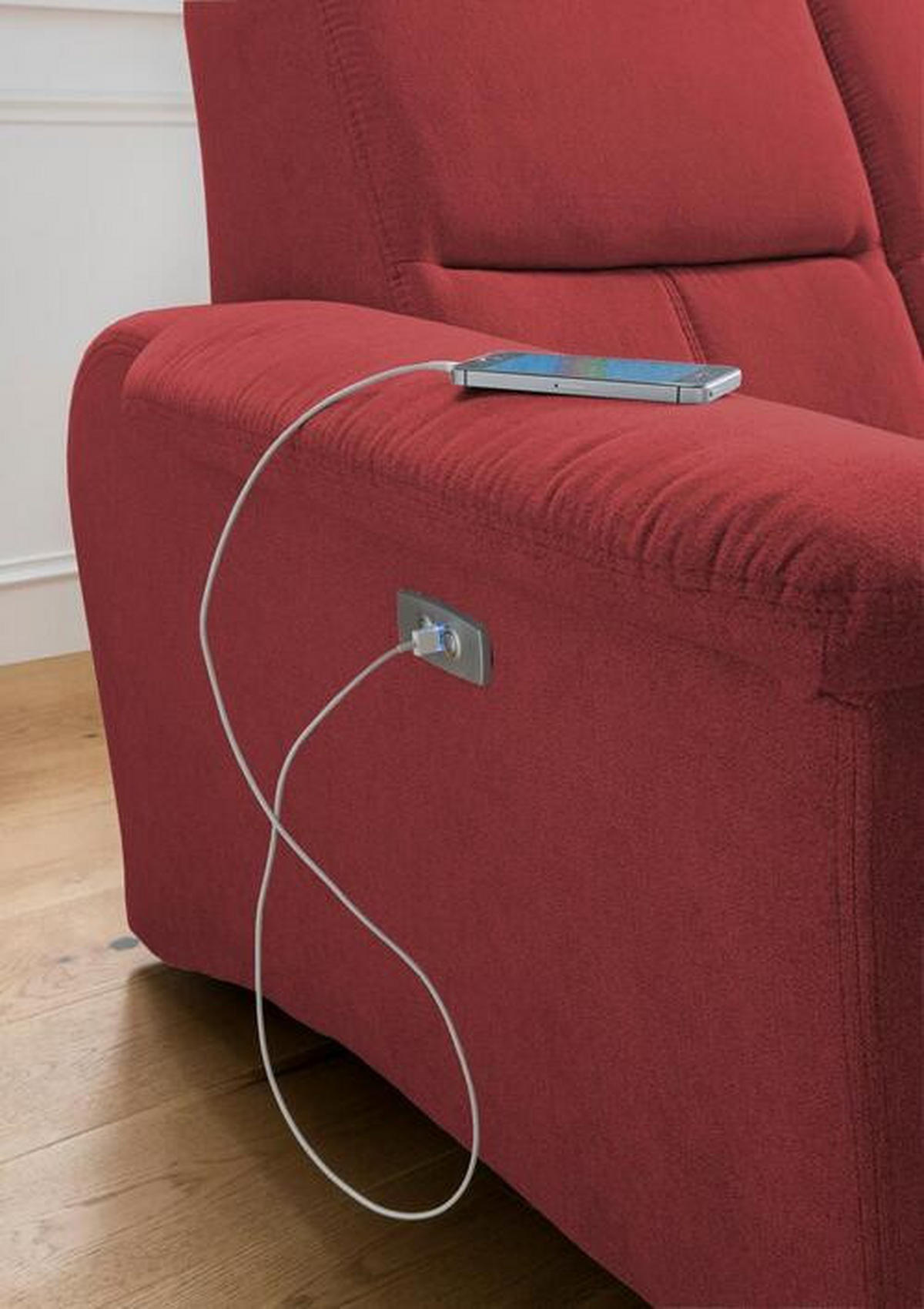 ECKSOFA in Mikrofaser Rot  - Chromfarben/Rot, Modern, Textil/Metall (231/165cm) - Livetastic
