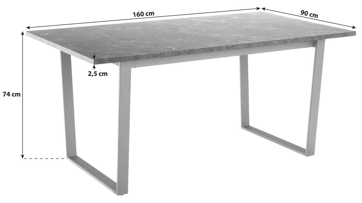 JEDILNA MIZA, črna  - črna, Trend, kovina/leseni material (160/90/74cm) - MID.YOU