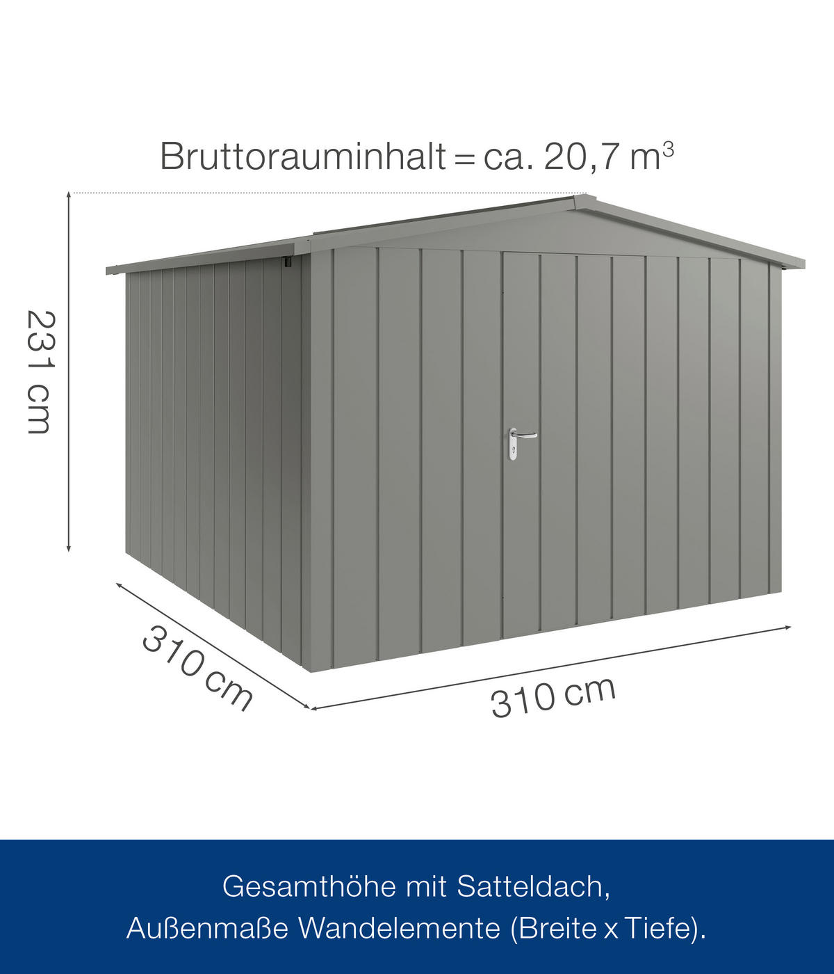 GERÄTEHAUS 333/231/325 cm  - Alufarben, Basics, Metall (333/231/325cm)