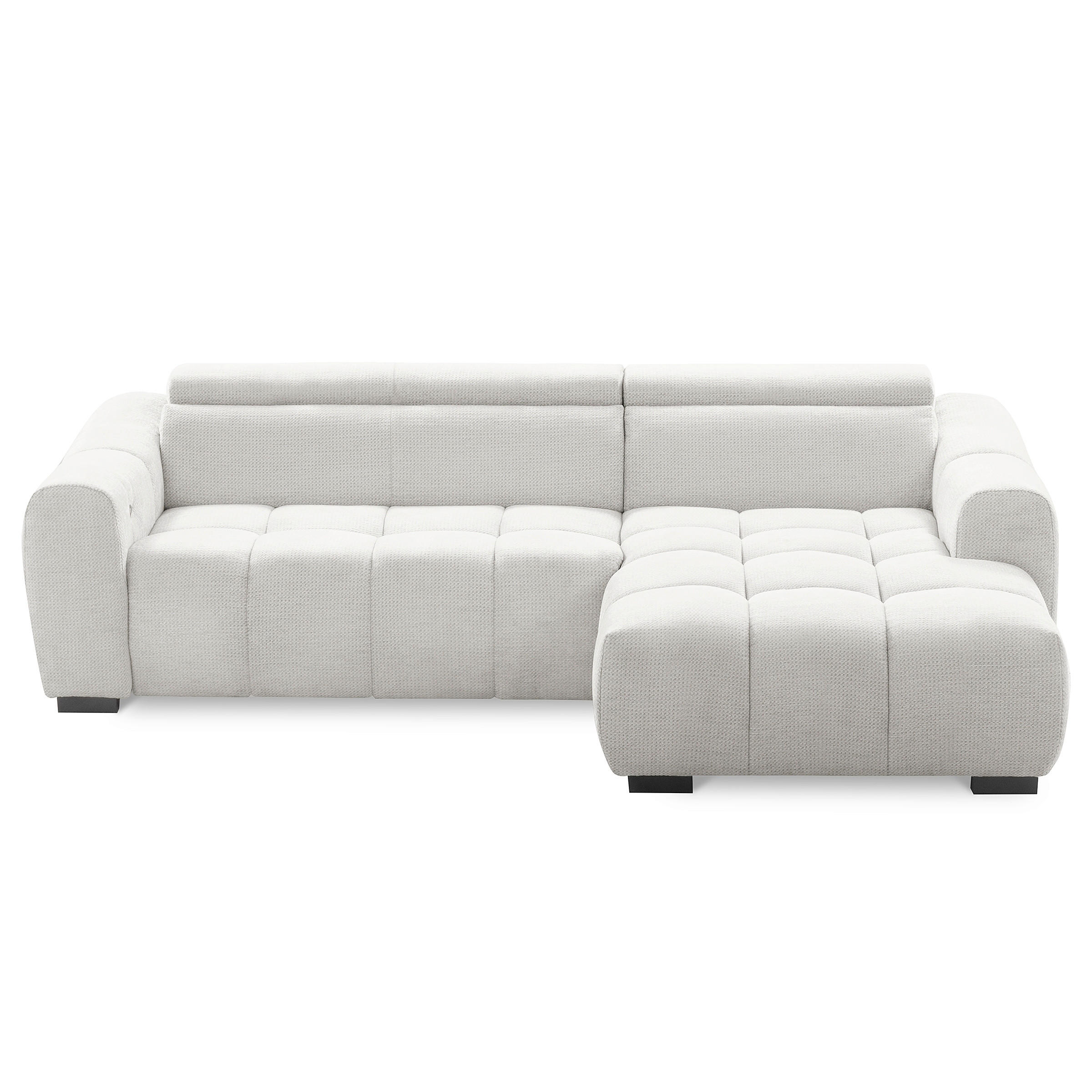 ECKSOFA AVEIRO Silberfarben Webstoff Bettkasten, Kopfteilverstellung, Sitzvorzug  - Silberfarben/Schwarz, Design, Kunststoff/Textil (274/177cm) - Livetastic