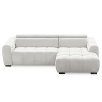 ECKSOFA AVEIRO Silberfarben Webstoff Bettkasten, Kopfteilverstellung, Sitzvorzug  - Silberfarben/Schwarz, Design, Kunststoff/Textil (274/177cm) - Livetastic