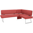 ECKBANK 185/137 cm  in Rot, Edelstahlfarben  - Edelstahlfarben/Rot, Design, Textil/Metall (185/137cm) - Dieter Knoll
