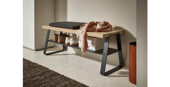 GARDEROBENBANK  in 109/43/42 cm  - Eichefarben/Anthrazit, Design, Holz/Metall (109/43/42cm) - Johann Jakob