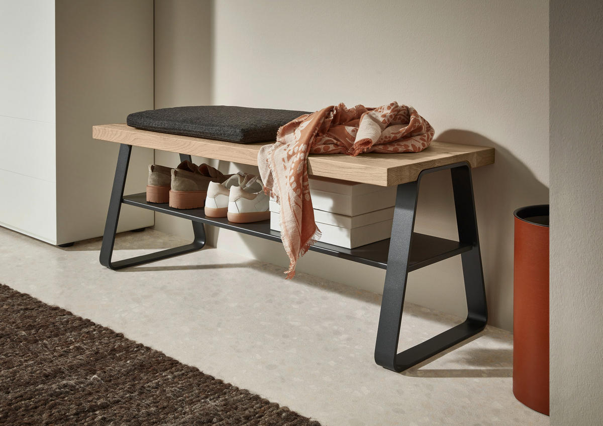 GARDEROBENBANK  in 109/43/42 cm  - Eichefarben/Anthrazit, Design, Holz/Metall (109/43/42cm) - Johann Jakob