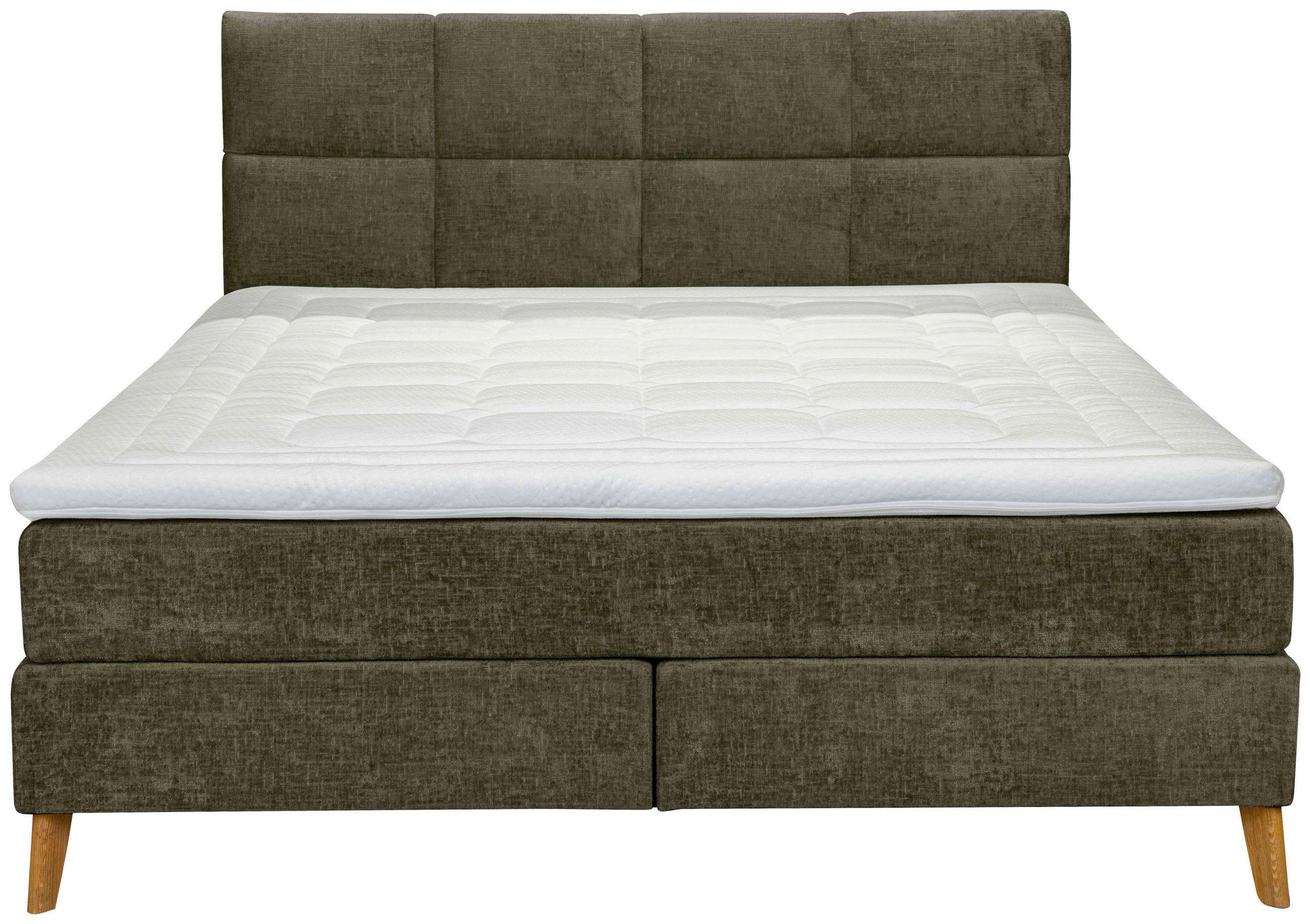 BOXSPRINGBETT 160/200 cm  in Dunkelgrün  - Dunkelgrün/Eichefarben, Konventionell, Holz/Textil (160/200cm) - Carryhome