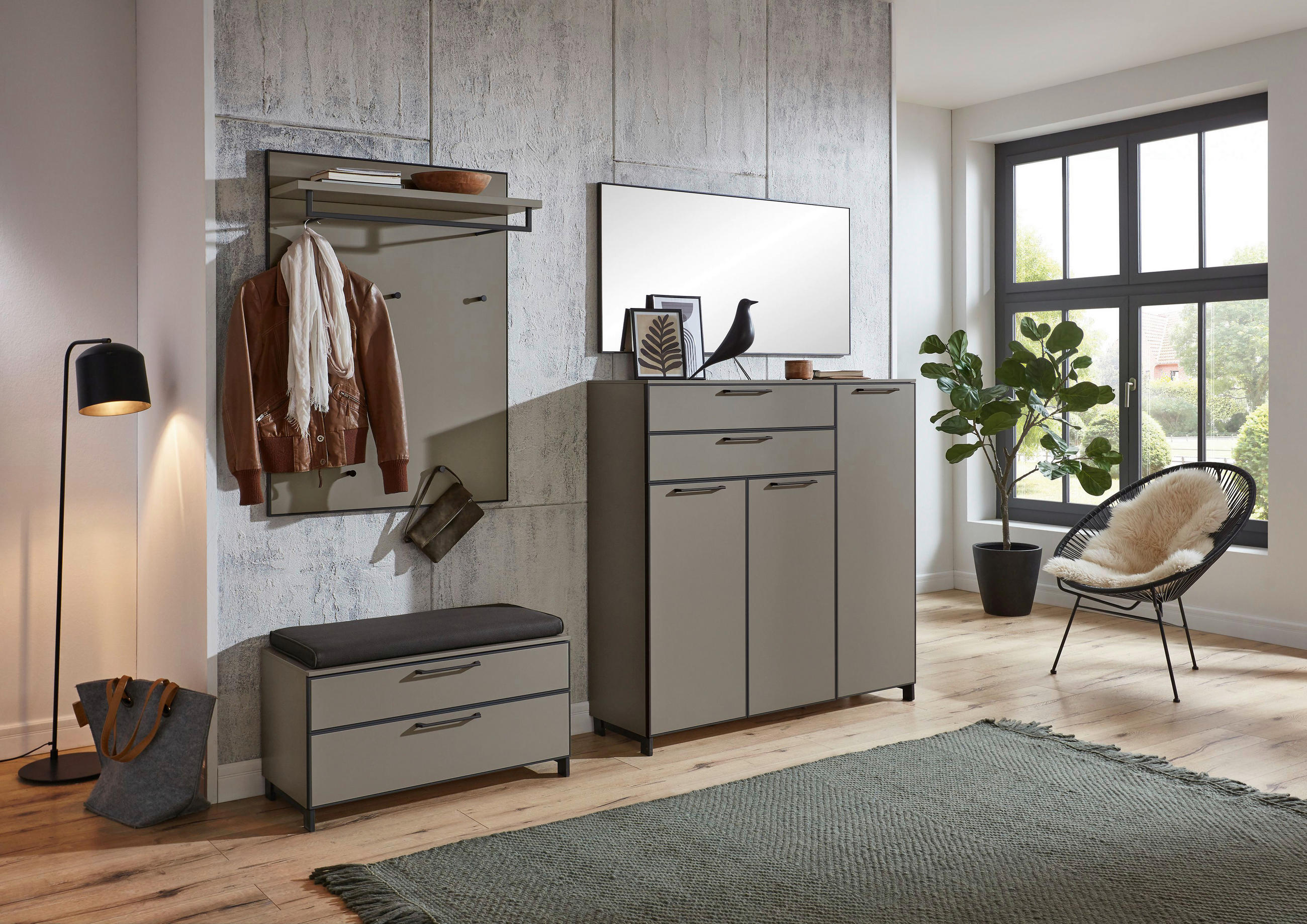 GARDEROBENBANK Anthrazit, Fango - Fango/Anthrazit, Design, Metall (84/44/40cm)