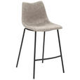 BARHOCKER Lederlook Schwarz, Hellgrau abwischbar  - Hellgrau/Schwarz, Design, Textil/Metall (49/99,5/55cm) - Novel