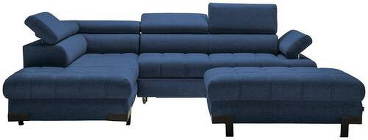 ECKSOFA in Webstoff Dunkelblau  - Schwarz/Dunkelblau, Design, Textil/Metall (223/263cm) - Welnova