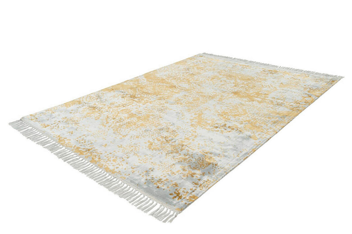 FLACHWEBETEPPICH  Wohnzimmer 80/150 cm Grau, Goldfarben rechteckig  - Goldfarben/Grau, Basics, Textil (80/150cm) - Kayoom