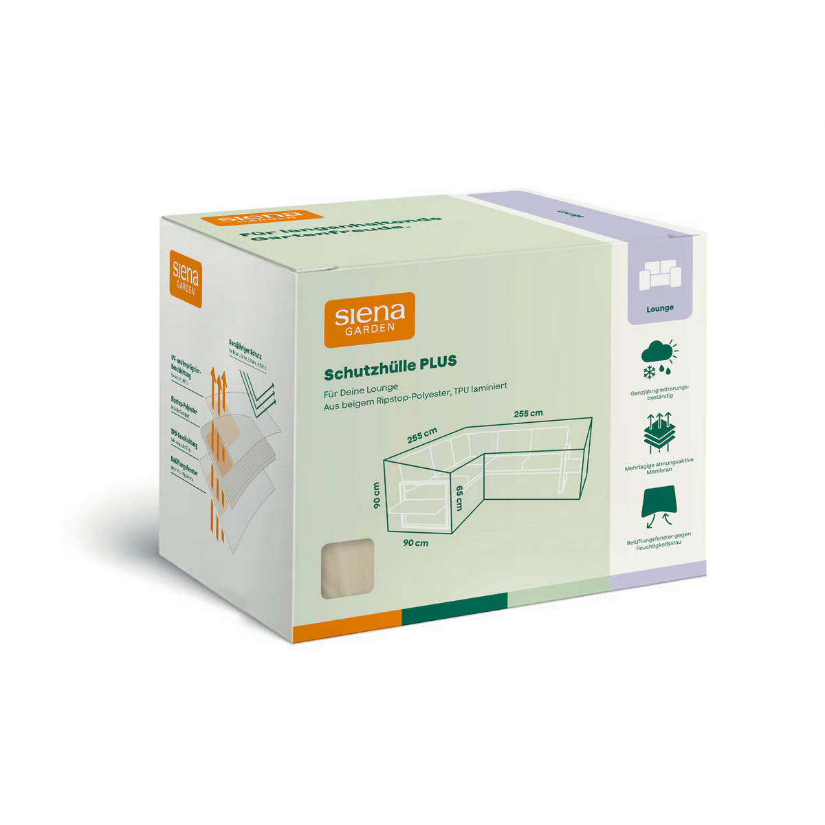 SCHUTZHÜLLE 255/90/255 cm  - Beige, MODERN, Kunststoff (255/90/255cm) - Siena Garden
