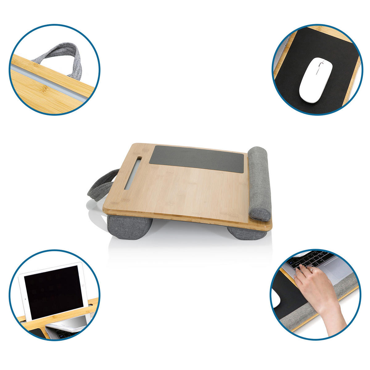 LAPTOPUNTERLAGE Grau  - Grau, Basics, Holz/Textil (54/9/36cm) - MID.YOU