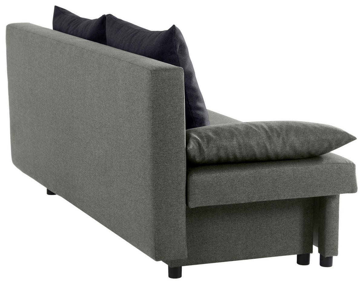 SCHLAFSOFA NEO Webstoff Grau, Dunkelgrau  inkl. Rückenkissen, Armlehnenkissen, Bettkasten  - Dunkelgrau/Schwarz, Basics, Kunststoff/Textil (192/82/82cm) - P & B