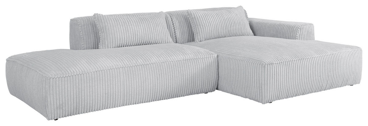 ECKSOFA BILLUND Hellgrau Cord Nierenkissen  - Hellgrau/Schwarz, KONVENTIONELL, Kunststoff/Textil (294/165cm) - Livetastic