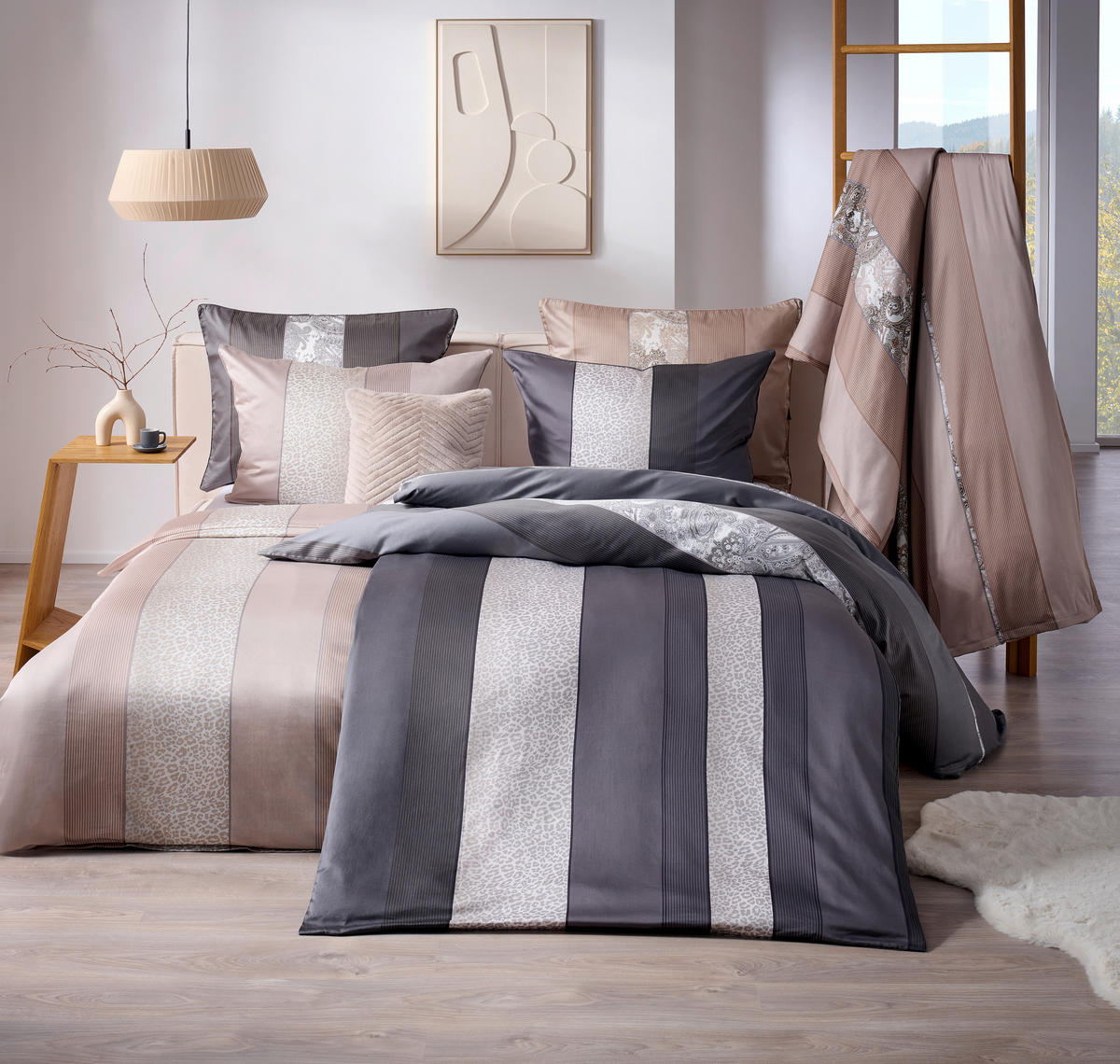 BETTWÄSCHE Satin 140/200 cm  - Anthrazit, Textil (140/200cm) - Dieter Knoll