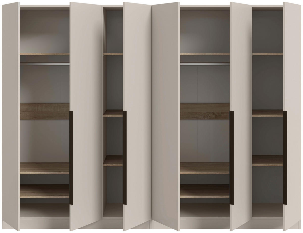 DREHTÜRENSCHRANK 240/181/52 cm,  in Kaschmir, 6-türig  - Kaschmir/Schwarz, MODERN, Holzwerkstoff/Kunststoff (240/181/52cm) - Livetastic