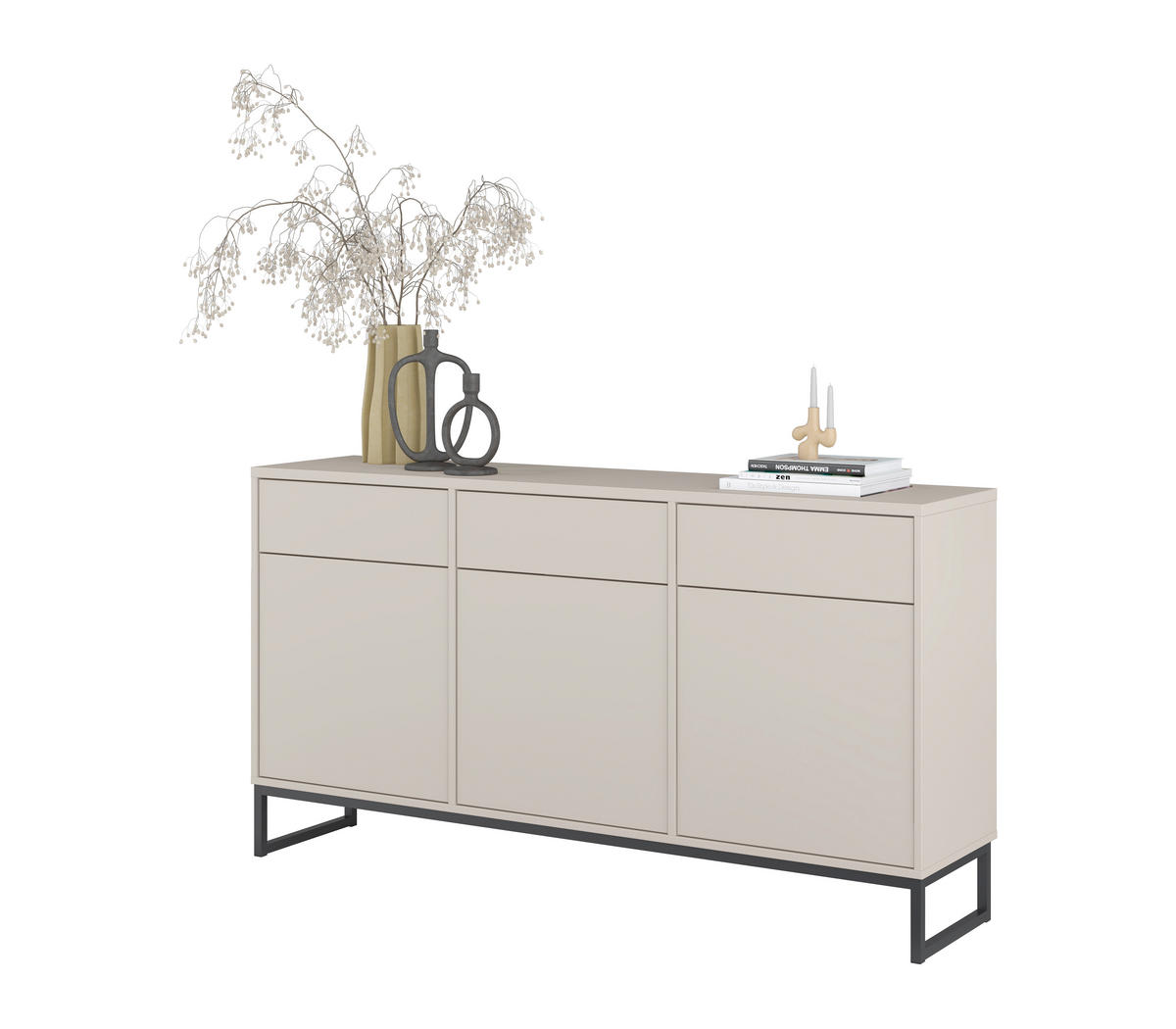 SIDEBOARD Alto 156,8/84,1/36,5 cm 3 Schublade(n)  - Kaschmir/Schwarz, Design, Holzwerkstoff/Metall (156,8/84,1/36,5cm) - MID.YOU