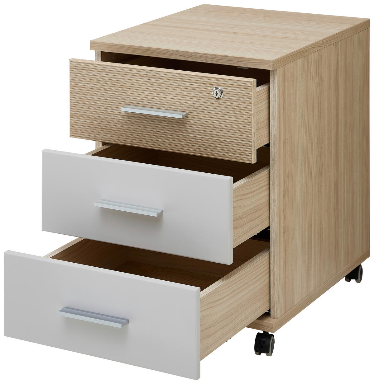 GÖRGŐS KONTÉNER - kasmírszínű/krómszínű, Konventionell, faalapú anyag/fém (45/64/55cm) - Stylife