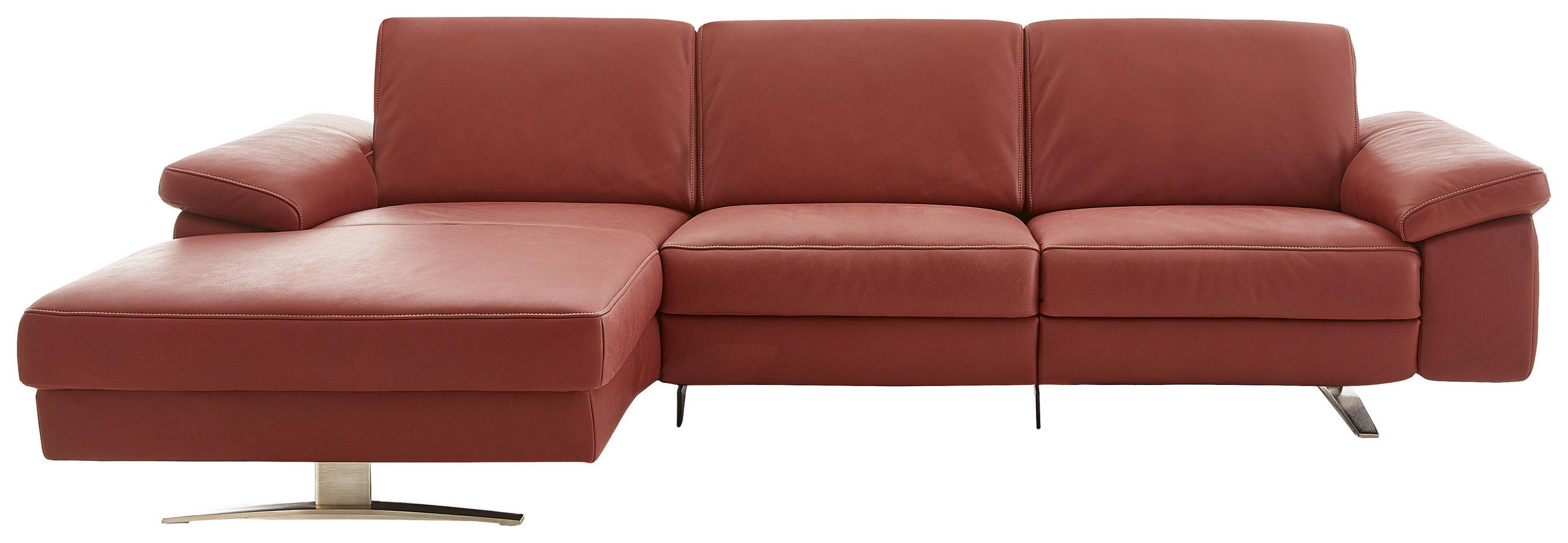 ECKSOFA Rot Echtleder  - Beige/Rot, Design, Leder/Metall (174/287cm) - Koinor