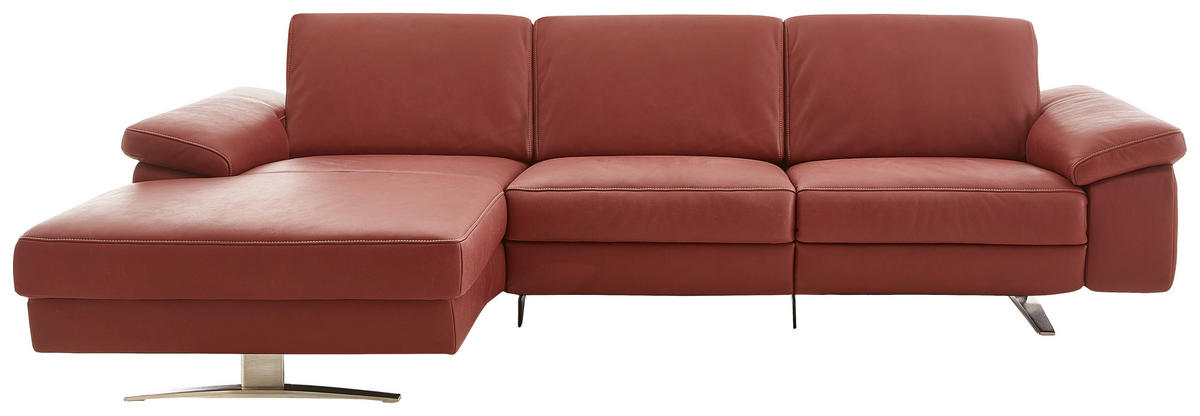 ECKSOFA Rot Echtleder  - Beige/Rot, Design, Leder/Metall (174/287cm) - Koinor