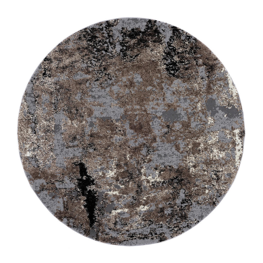 Webteppich Braun/beige Timeline Quantum Rund Ø 120 Cm
