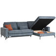 ECKSOFA in Cord, Velours Graphitfarben  - Schwarz/Graphitfarben, Design, Textil/Metall (302/180cm) - Venda