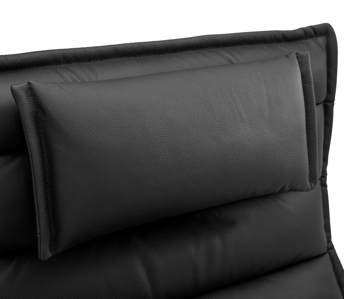 RELAXSESSEL Lederlook Echtleder Relaxfunktion, Fußteilverstellung, Nackenkissen    - Schwarz, Design, Leder/Textil (68/108/84cm) - Stylife