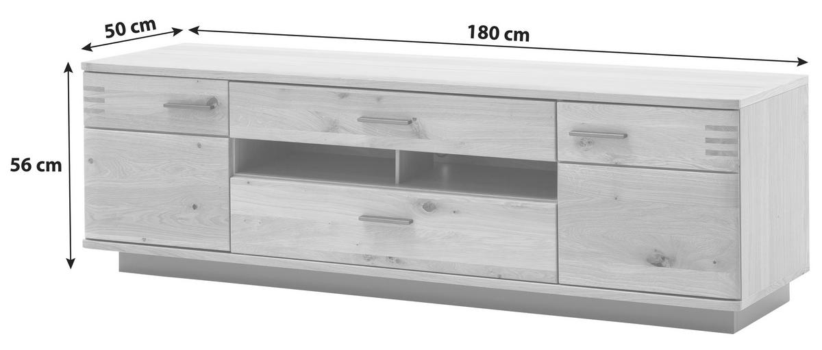 TV-ELEMENT  180/56/50 cm 2 Schublade(n)  - Eichefarben/Anthrazit, Design, Holz/Holzwerkstoff (180/56/50cm) - Livetastic